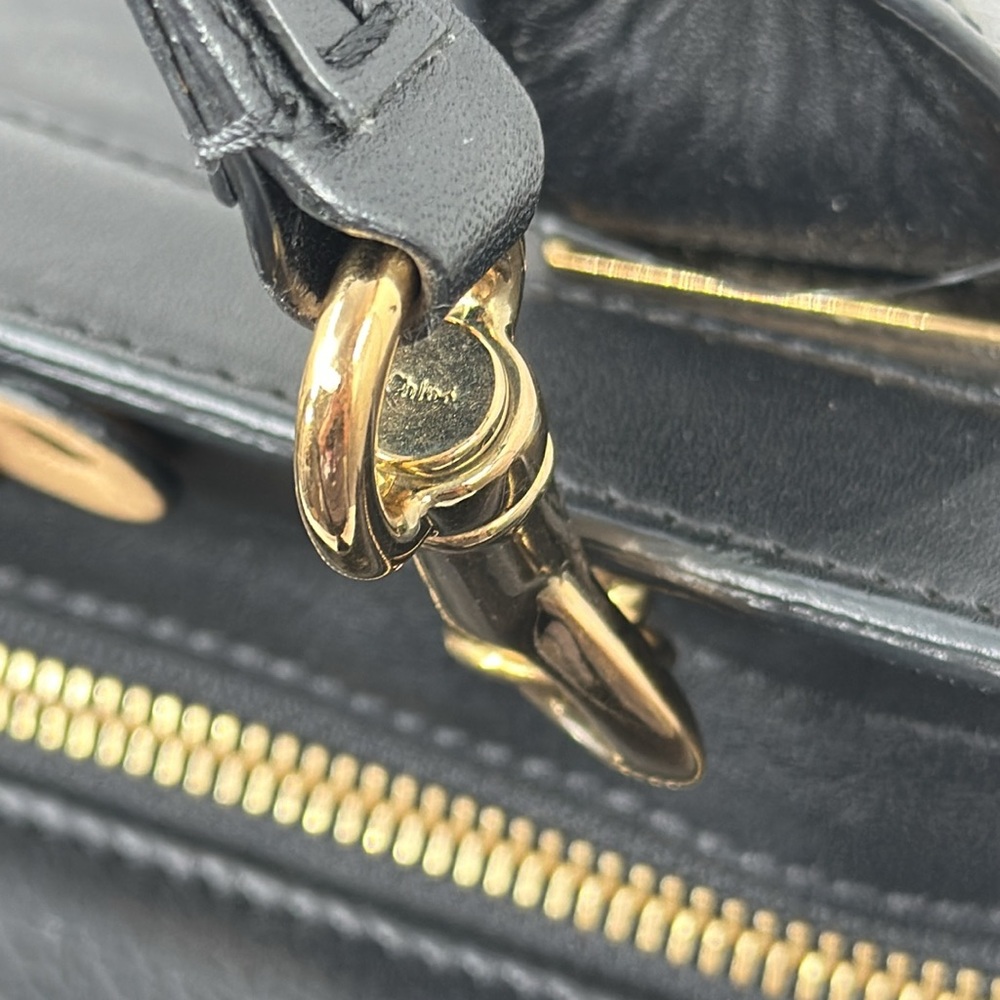 Authenticated Chloe 2 Way Alice Large Handbag - Tan/Black - Picture 14 of 16